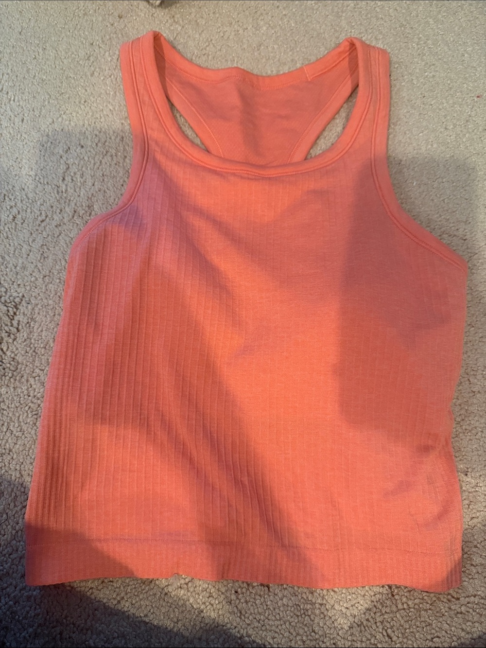 Lululemon ribbed cropped tank top coral color sz 6